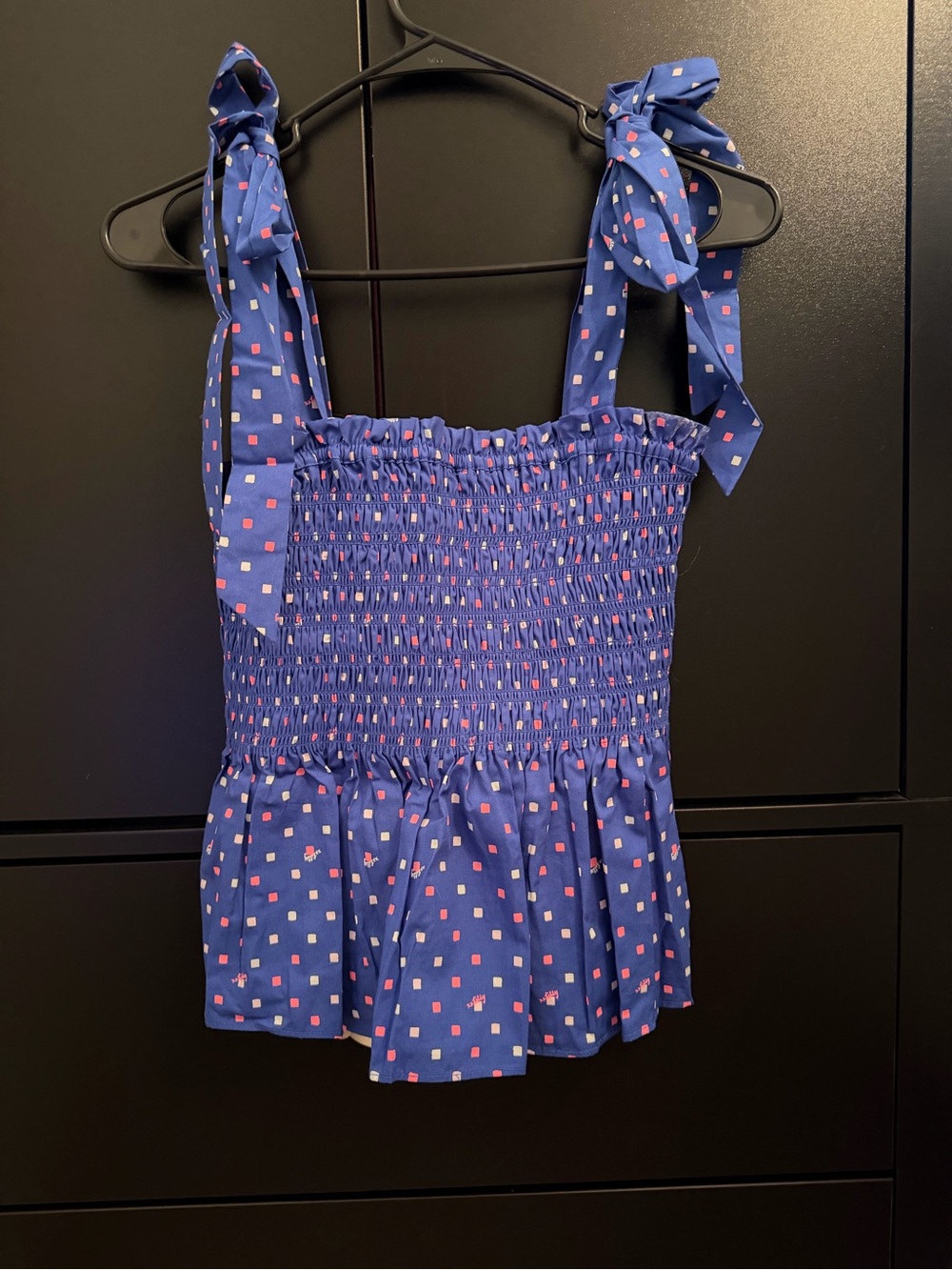 Lilly Pulitzer Smocked Tie-Shoulder Peplum Top